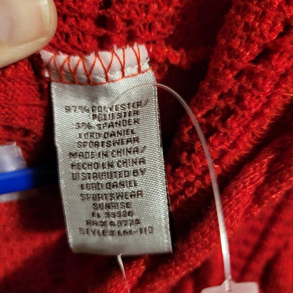 NWT RED CABLE KNIT SWEATER OVERSIZED PONCHO HOODIE SZ OS - Picture 4 of 6